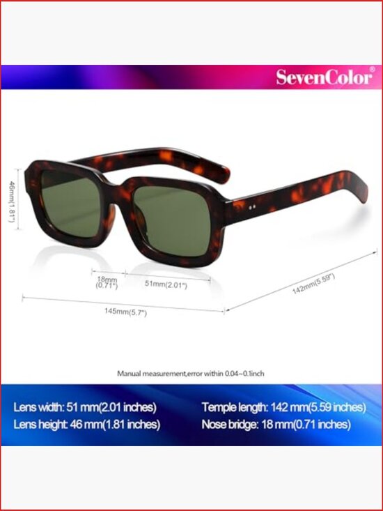Retro Square Sunglasses Trendy Thick Rectangle 90s Vintage Shades UV Protection
